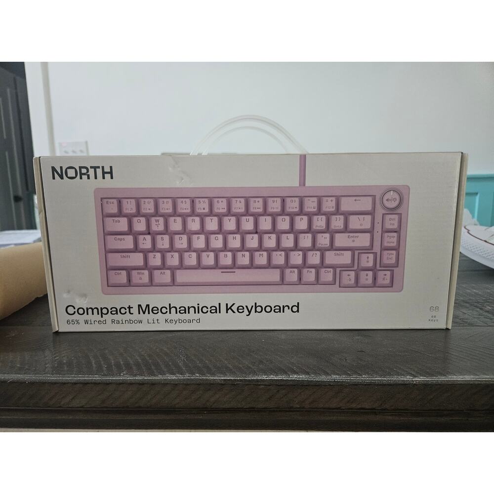 NEW NORTH Compact Mechanical Keyboard 65% Wired Rainbow Lit Keyboard Pink